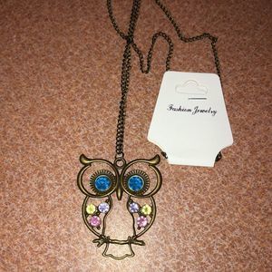 Fashion jewelry bronze thin alloy owl necklace